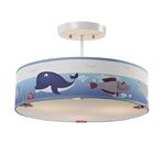 Children's Pendant Light 3 Bulb Multicolor Sea Animals Lampshade