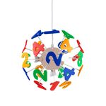Children's Pendant Light 4 Bulb Multicolor Numbers