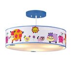 Children's Pendant Light 3 Bulb Multicolor Animals Lampshade