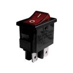 Switch Rocker Mini 4P On-Off 6A/250V Red with Light RL3-421