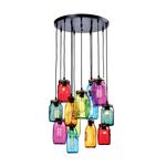 Lighting Pendant 13 Bulb Metal with Colored Glass 13802-295
