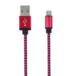 Πλεκτό Καλώδιο USB σε Micro USB 1m Ροζ
