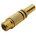 RCA Female Connector Metal Gold-Plated Black