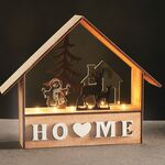 Decorative Wooden House 8 LED Warm White with 2xAAA Battery