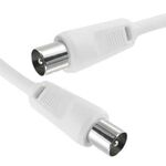 Coaxial TV Aerial Cable RF Fly Lead Digital Male to Male White 1.5m