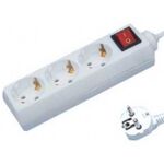 3 Outlet Multi Power Socket 3X1,5 1,5m with On/Off Switch