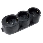 Triple German Screw Type Socket Black Rubber