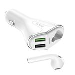 Bluetooth Headset Traveller with Docking Station and Car Charger (2xUSB) E47 White