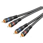 Audio Cable 2 RCA Males - 2 RCA Males 1.5m Black Gold Goobay