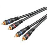 Audio Cable 2 RCA Males - 2 RCA Males 3m Black Gold Goobay