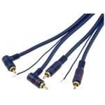 Audio Cable 2 RCA Males Angled to 2 RCA Males 5m + Control Blue