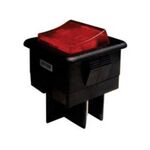 LARGE ROCKER SWITCH 4P WITH LAMP ON-OFF 10A/250V RED (SQUARE) R13-105-01 SCI