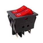 ROCKER SWITCH DOUBLE 6P WITH LAMP ON-OFF 16A/250V B/R "0-" RK1-23AB SOKEN