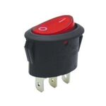MINI ROCKER SWITCH 3P WITH LAMP ON-OFF 10A/250V RED ΟΒΑΛ "0-" RK2-37 SOKEN