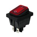 LARGE ROCKER SWITCH 4P WITH LAMP ON-OFF 22A/250V IP65 RED WR210 HNO