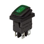 MINI ROCKER SWITCH 4P WITH LAMP ON-OFF 10A/250V IP65 GREEN WR6210 HNO