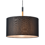 Lighting Fixture Sand Black + Wood Shade + Black 1 x E27 13800-407