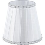 Υφασμάτινο Αμπαζούρ - Καπέλο με Βάση για Λάμπες E14 Λευκό-Κορδέλα 14x9x13cm