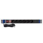 6 Schuko Rack Mounted Aluminium PDU 19" 1U With Switch And Surge Protection 400W 16A SAFEWELL