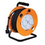 Extension Cord Reel 3x2.5m 4 Safety Outlets Overload protection Metal 25m