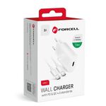Forcell Wall Charger with USB Type C - 3A 25W Socket with PD Function and Quick Charge 4.0