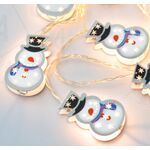 10 Led metal snowman lights with batteries AA & timer