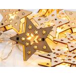 Χριστουγεννιάτικα 10 led λαμπάκια ξύλινα αστεράκια διακοσμητικά με μπαταρίες ΑΑ