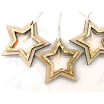 10 Led gold glitter wooden star with batteries AA