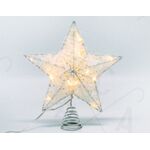 Χριστουγεννιάτικο 20 led άσπρο/glitter thread διακοσμητικό αστέρι με μπαταρίες