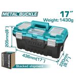 Plastic Tool Box 17" With Metal Fasteners Total TPBX0172