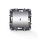 Διακόπτης Αλερετούρ & LED Λυχνία Προσανατολισμού (ΟΝ-ΟFF) με Κλιπ 1P 10AX 250VAC IP20 Mατ Ασημί Prime