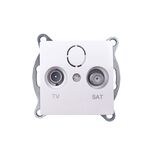 TV-SAT Socket End - Line Male & F Connector Surge Protection White