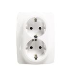Schuko Socket With Safety Shutter 2x2P+E 16A 250VAC White