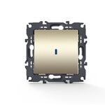 Διακόπτης Αλερετούρ & LED Λυχνία Ελέγχου (ΟΝ-ΟΝ) με Κλιπ 1P 10AX 250VAC IP20 Mατ Σαμπανιζέ Prime