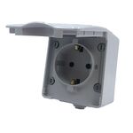 German Screw Type Safety Socket Wall-Mounted Waterproof with Screw 1x2P+E 17A 250VAC IP54 Gray