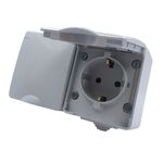 German Screw Type Safety Schuko Socket Double Wall Mounted Waterproof with Screw 2x2P+E 16A 250VAC IP54 Gray