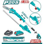 Lithium-ION Pole Saw with Pole HEDGE Trimmer Total TPTS201681