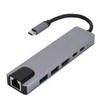 Adapter - Hub6 Type-C 6 in 1 LAN+HDTV+USB 3.0 X 2+TYPE C X2