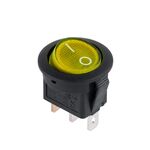 Mini Round Rocker Switch 2P ON-OFF 6.5A/250V Yellow SPST