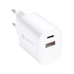 Forcell Travel Charger with USB C and USB A sockets - 3A 30W with PD and Quick Charge 4.0 function