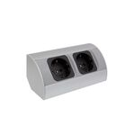Schuko Socket for Corner Furniture 2 Outlet Silver / Black
