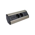 Double Socket Furniture / Kitchen Counter Corner with USB-A + USB-C Brushed / Black