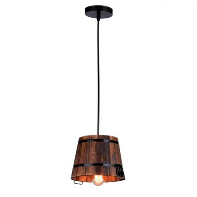Lighting Pendant 1 Bulb Metal & Wood 12360-011