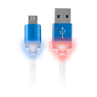 Καλώδιο USB-micro USB Flat Blue Led Metal