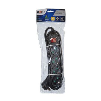 4 Outlet Multi Power Socket with Switch 3X1,5 1,5m Black