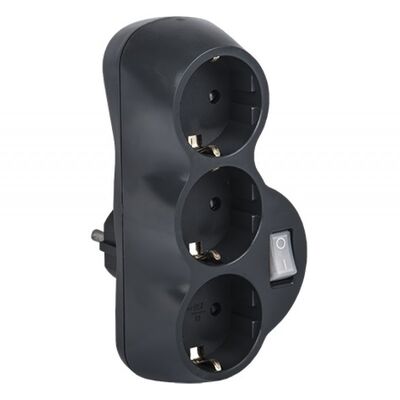 Plug Adapter Schuko in 3 Schuko With Switch
