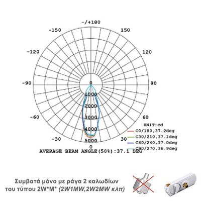 Σποτ Ράγας LED COB 2 Καλωδίων Γκρι 30W 3000K BIENAL3030G2