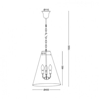 Lighting Pendant 3 Bulb Metal 13802-169