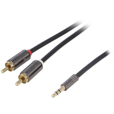 Audio Cable Mini Jack Stereo 3.5mm Male - 2 RCA Male 1.5m