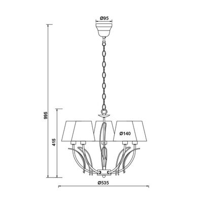 Lighting Pendant 5 Bulb Metal 13802-618
